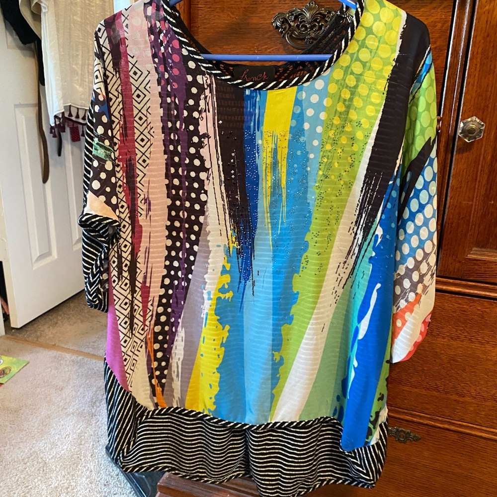 French Blue loose fitting flowing top